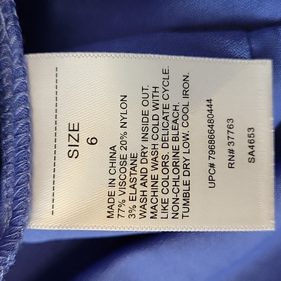 Rafaella comfort capri, pull-on Capri, high stretch, Amparo Blue, Sz 6, NWT - Picture 9 of 9